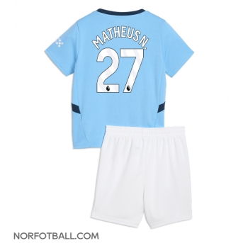 Billige Fotballdrakt Manchester City Matheus Nunes #27 Replika Hjemmedraktsett Barn 2024-25 Kortermet (med bukser)
